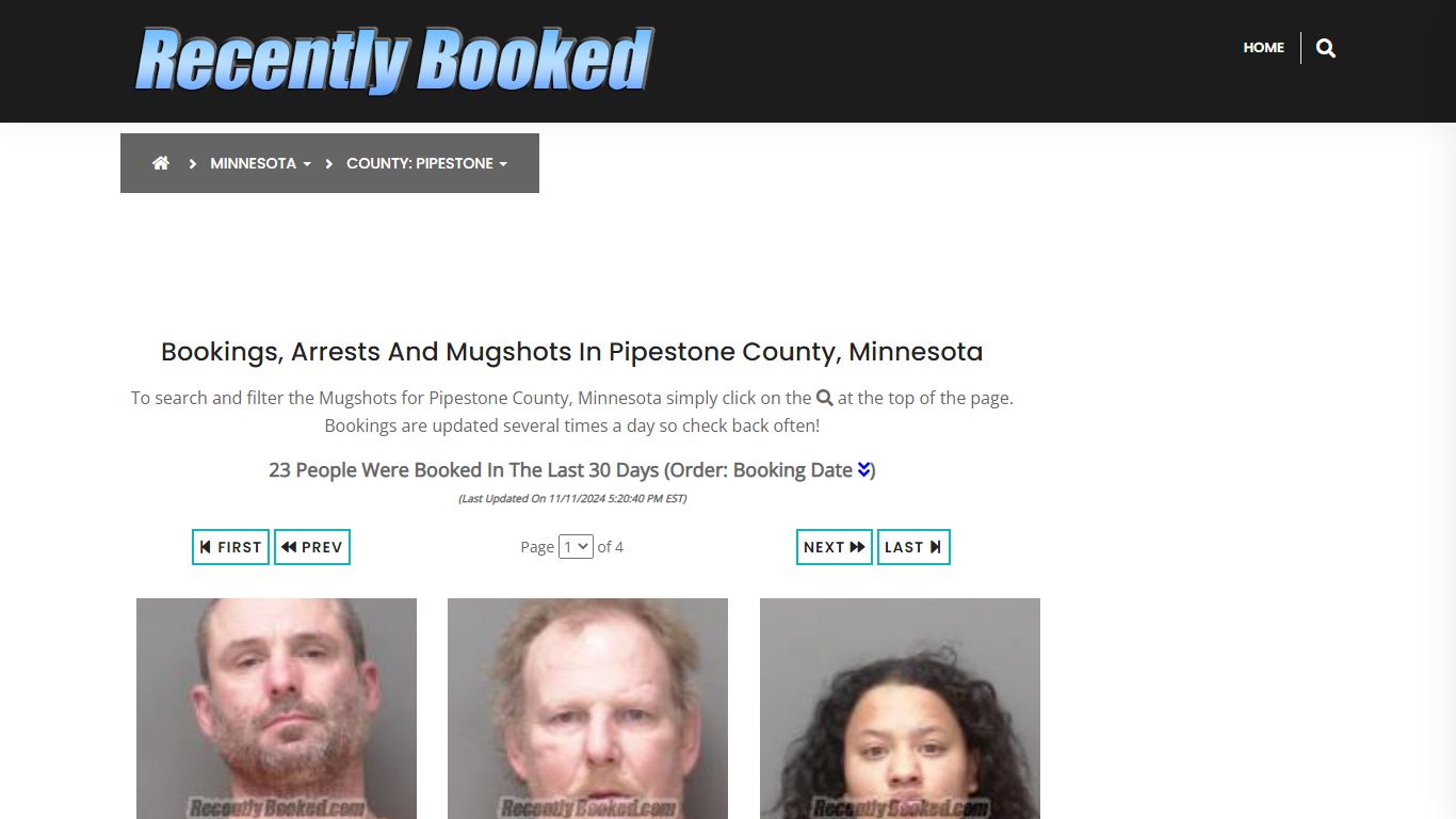 Bookings, Arrests and Mugshots in Pipestone County, Minnesota