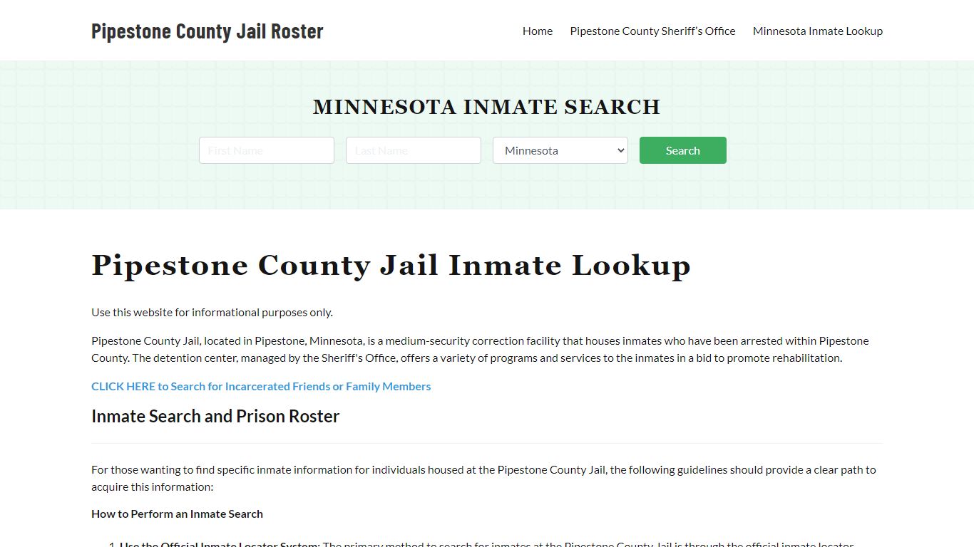 Pipestone County Jail Roster Lookup, MN, Inmate Search